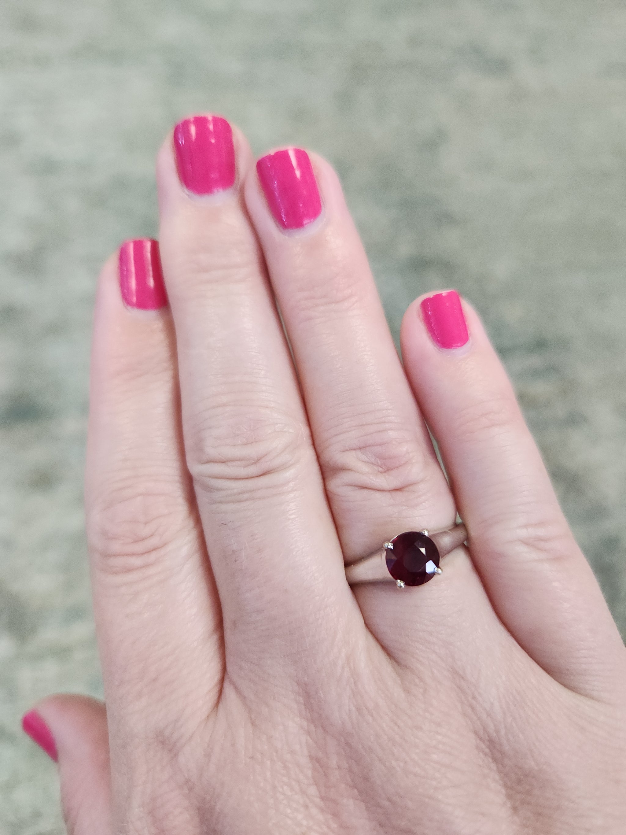Classic Vintage Natural Deep Red Ruby Solitaire Ring in 14k White Gold