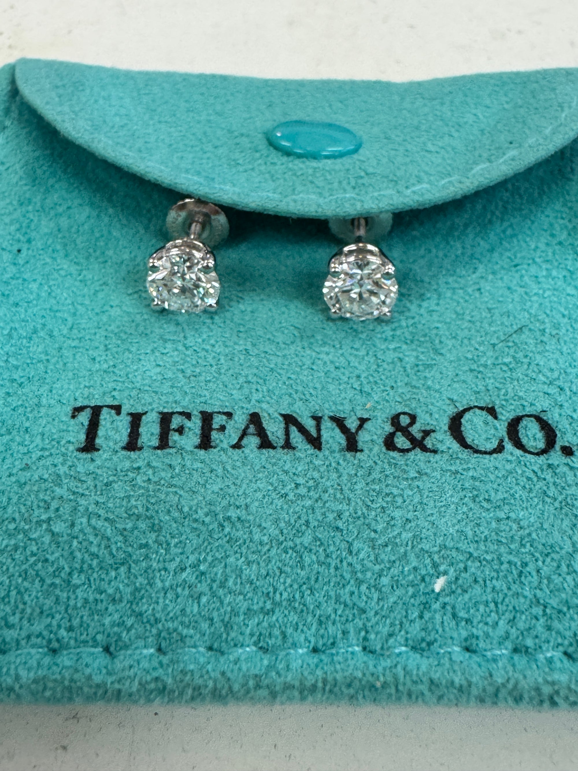 Tiffany & Co. 1.54cttw Diamond Stud Earrings in Platinum F Color VVS1/2 Clarity