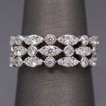 Sparkling Three Row Diamond Band Ring in 14k White Gold