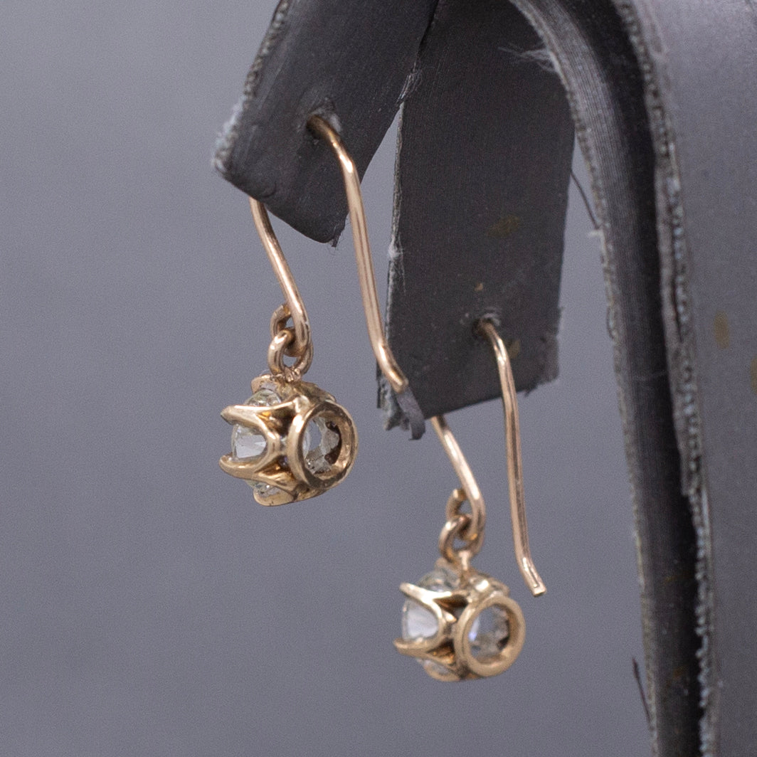 Exquisite Victorian Diamond 1.50cttw Drop Dangle Earrings in 14k Yellow Gold