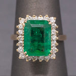 Exquisite GIA Certified Brazilian Emerald and Diamond Ring in 14k Yellow Gold