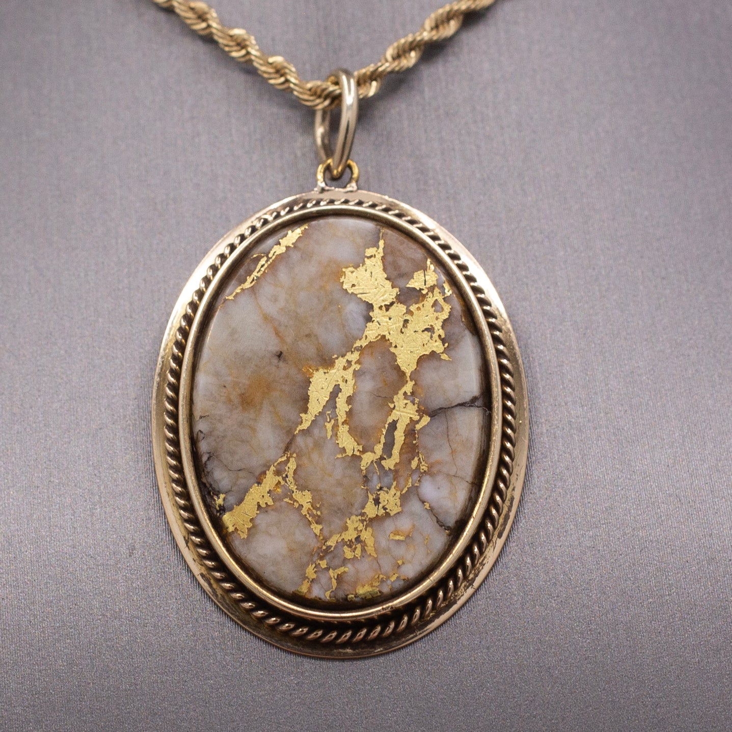 Antique Victorian Gold in Quartz Pendant in 14k Yellow Gold