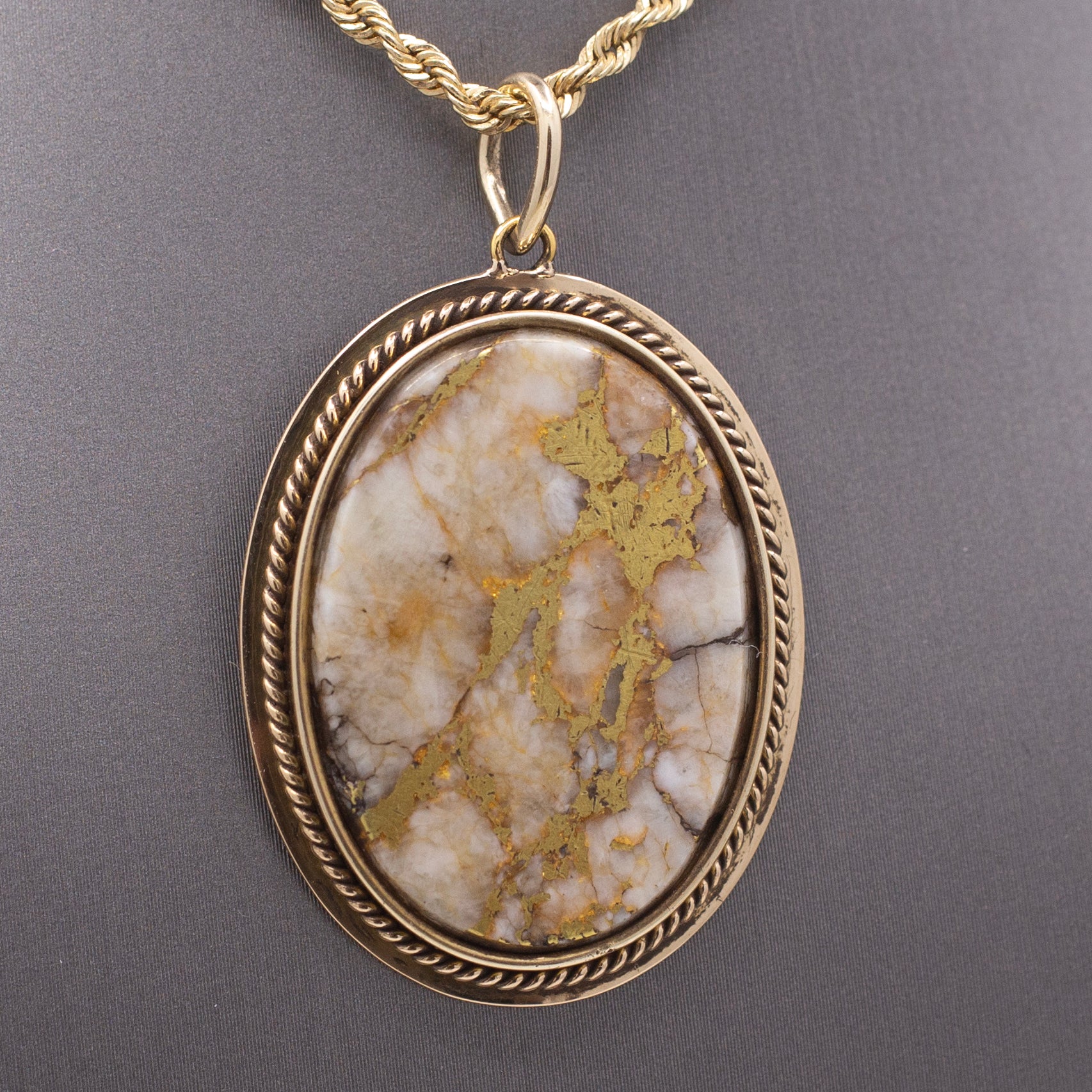 Antique Victorian Gold in Quartz Pendant in 14k Yellow Gold