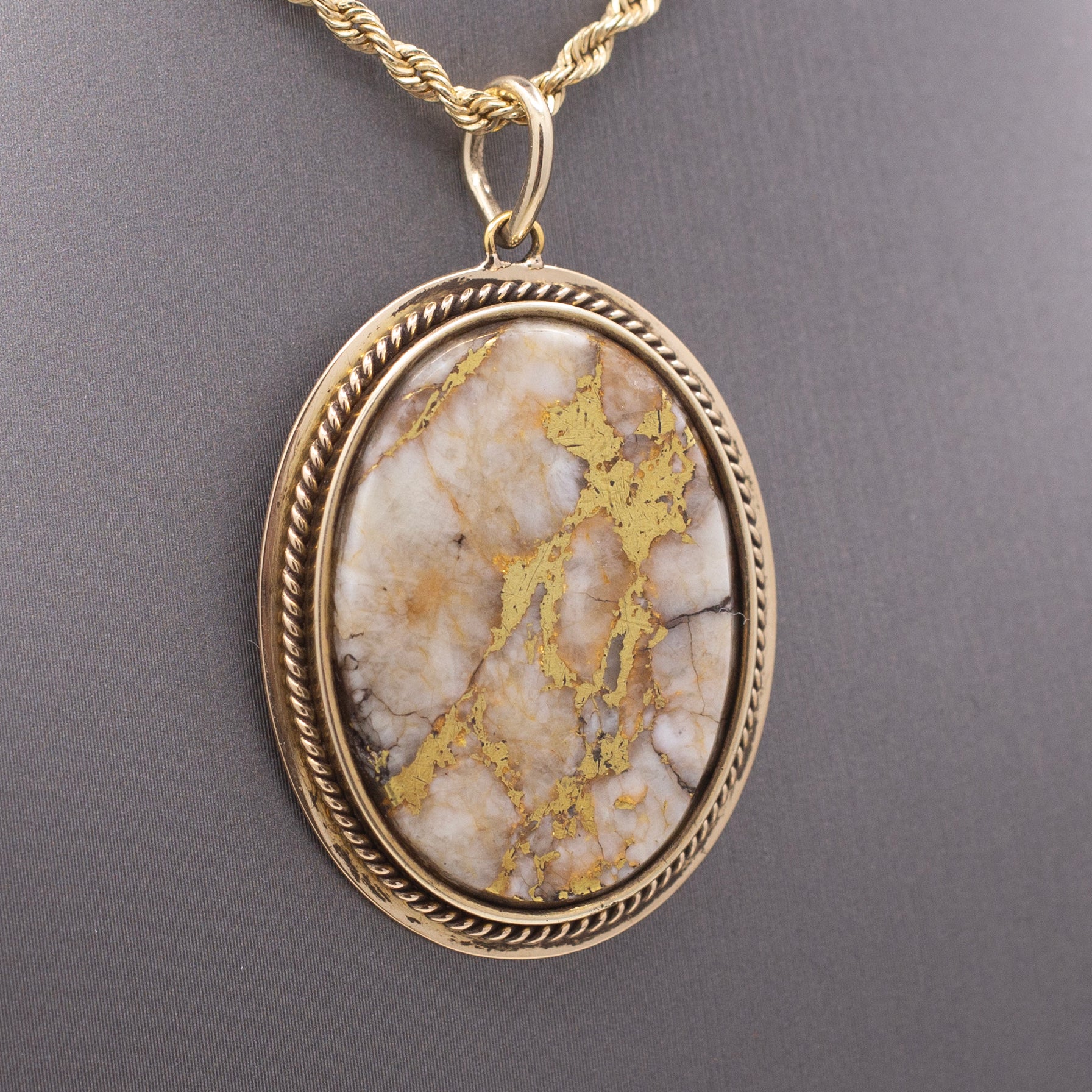 Antique Victorian Gold in Quartz Pendant in 14k Yellow Gold