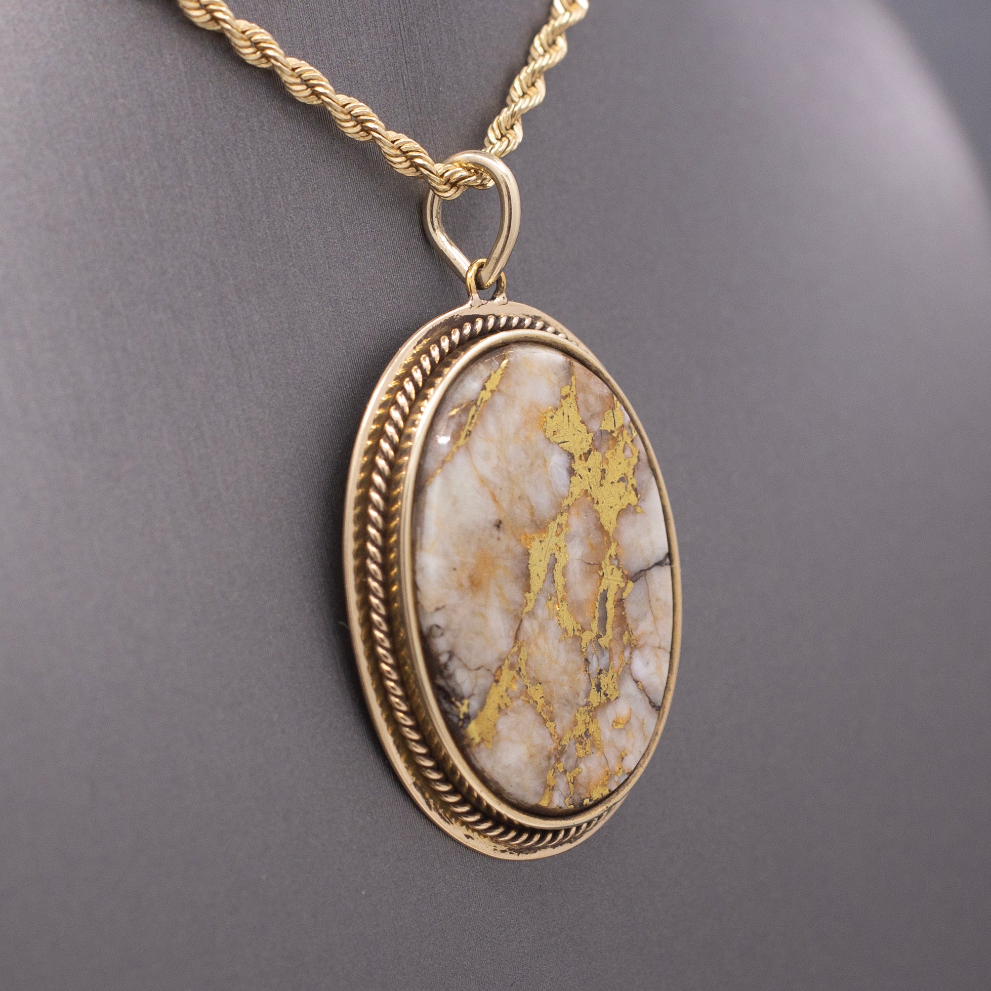 Antique Victorian Gold in Quartz Pendant in 14k Yellow Gold