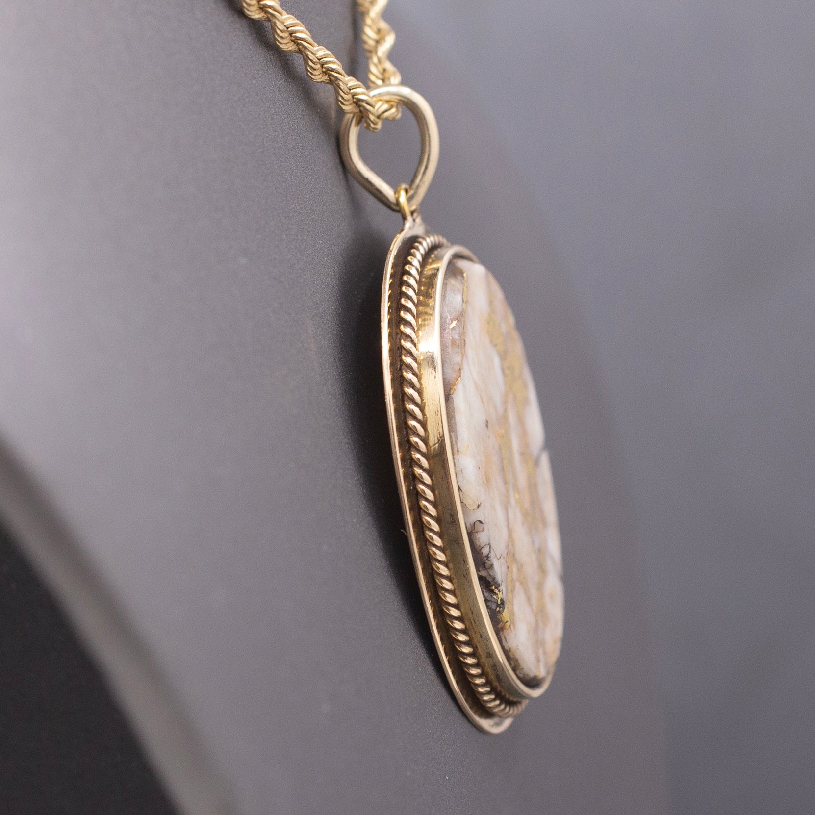 Antique Victorian Gold in Quartz Pendant in 14k Yellow Gold