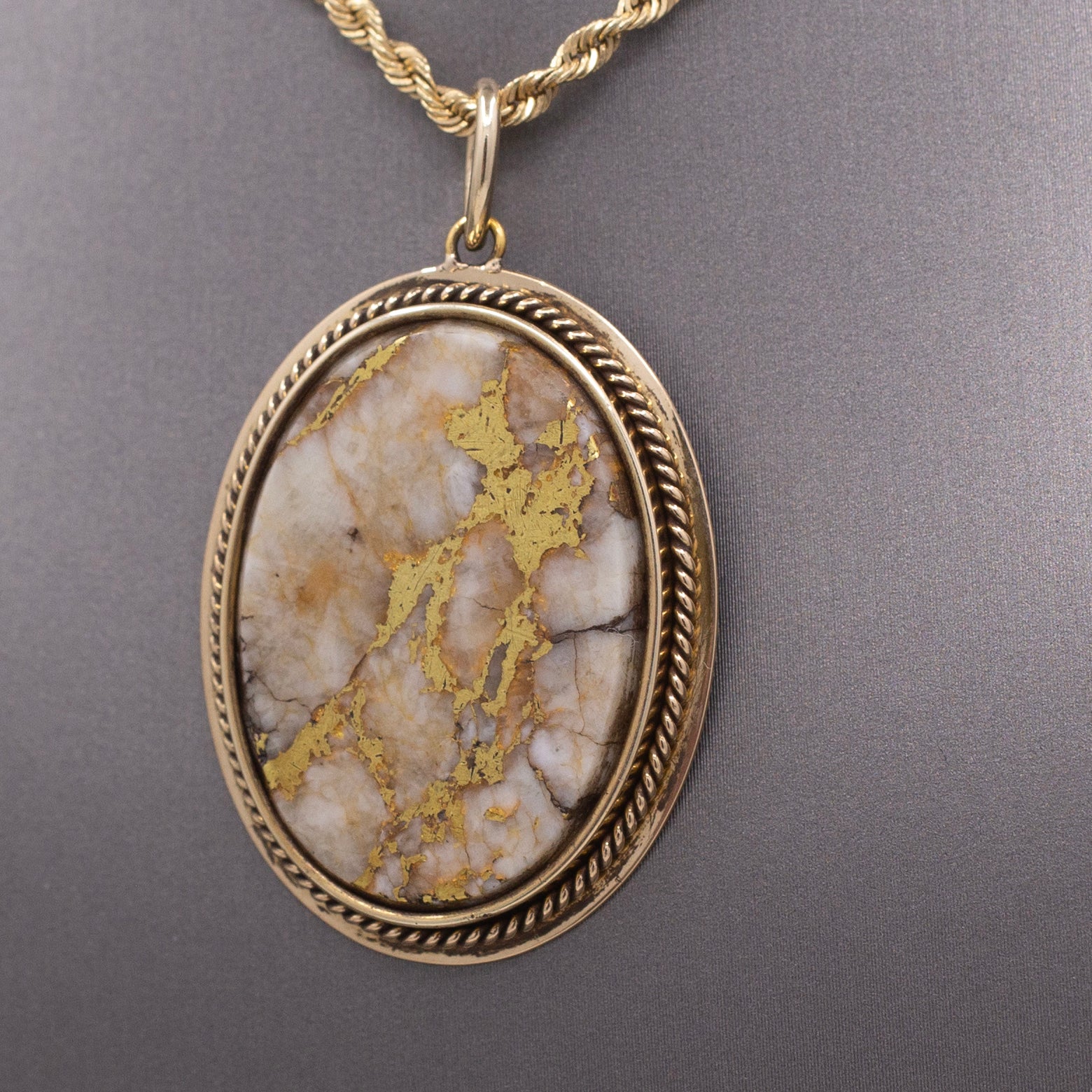 Antique Victorian Gold in Quartz Pendant in 14k Yellow Gold