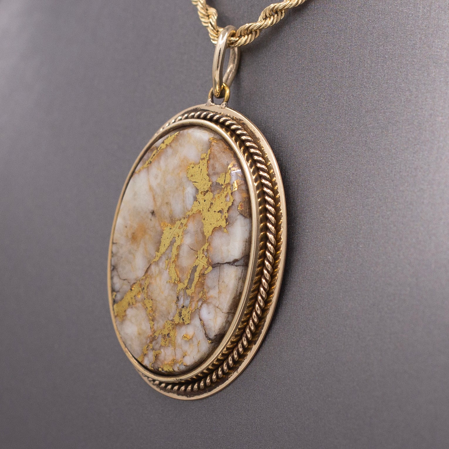 Antique Victorian Gold in Quartz Pendant in 14k Yellow Gold