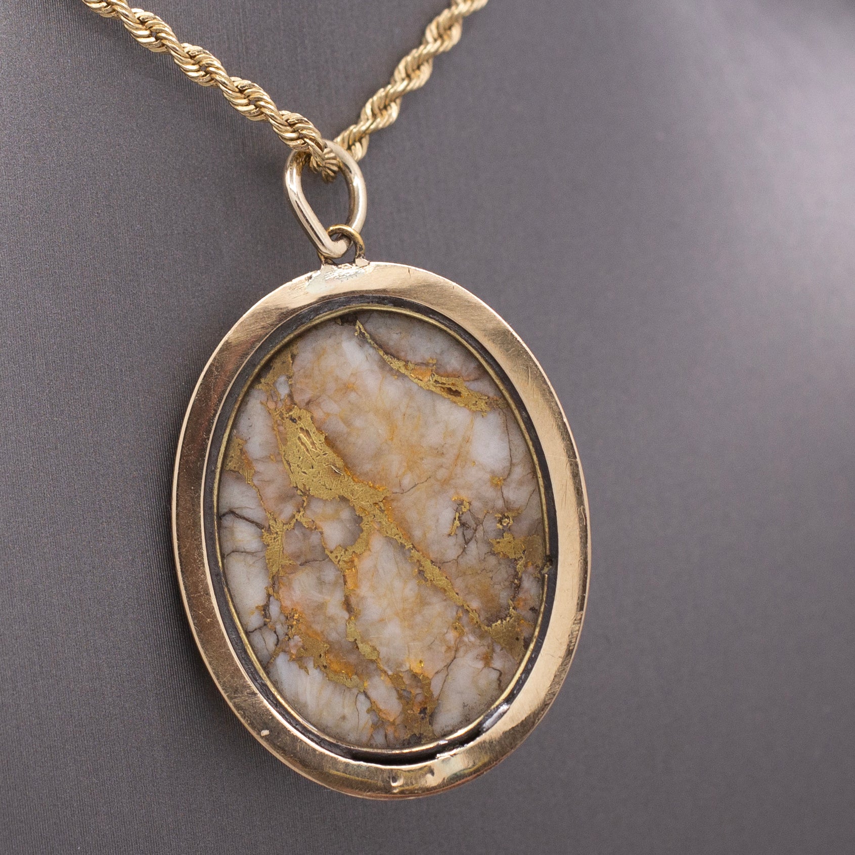 Antique Victorian Gold in Quartz Pendant in 14k Yellow Gold
