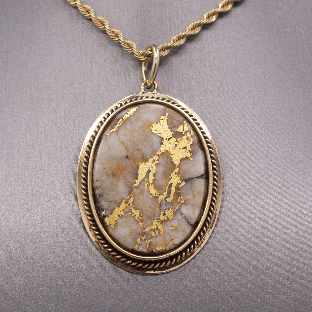Antique Victorian Gold in Quartz Pendant in 14k Yellow Gold