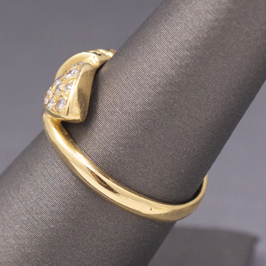 Vintage Diamond and Blue Sapphire Wrap Around Snake Ring in 18k Yellow Gold