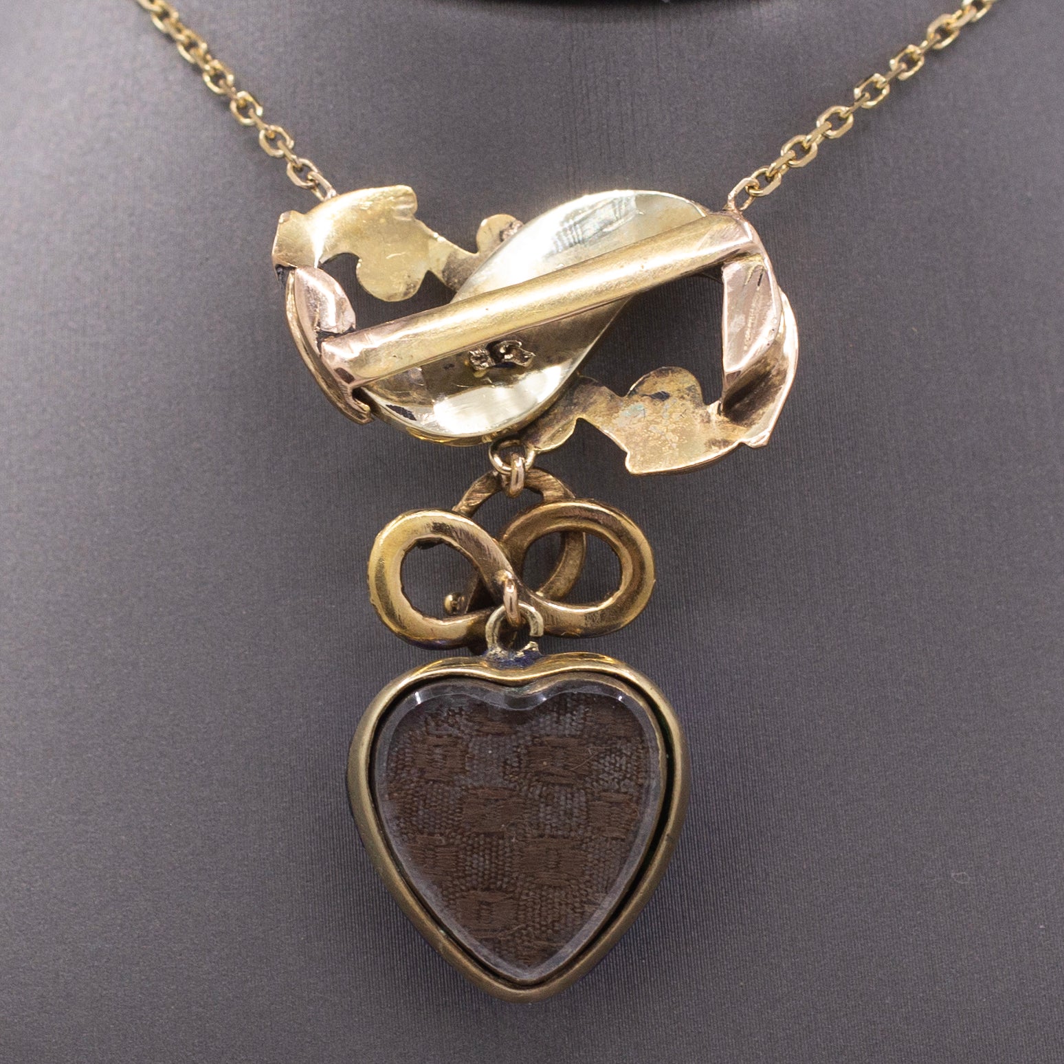 Antique Victorian Serpent Heart Locket in Blue Enamel Pendant Necklace in 14k Gold
