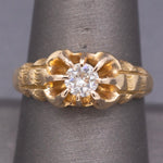 Antique Victorian Old European Cut Diamond Belcher Set Ring in 14k Yellow Gold