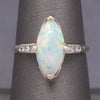 Late Art Deco Colorful Australian Opal and Diamond Ring in White Gold