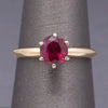 Rich Red Natural Ruby Solitaire Ring in 14k Yellow Gold