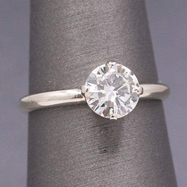 Sparkling Natural Diamond Solitaire Engagement Ring in 14k White Gold