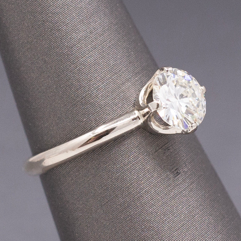 Sparkling Natural Diamond Solitaire Engagement Ring in 14k White Gold