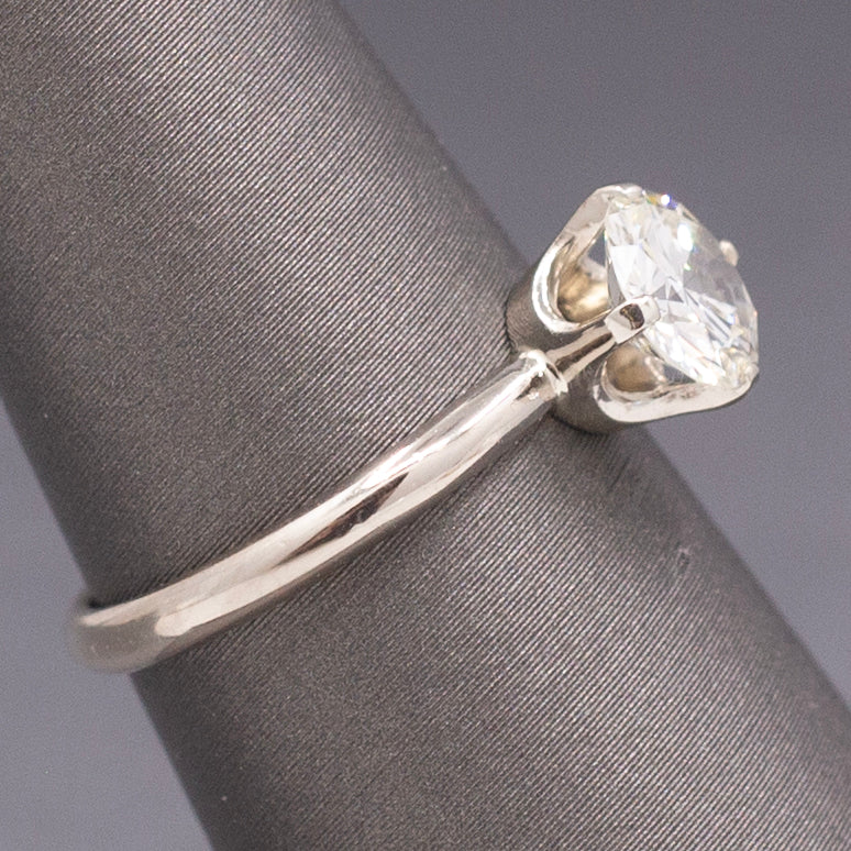Sparkling Natural Diamond Solitaire Engagement Ring in 14k White Gold