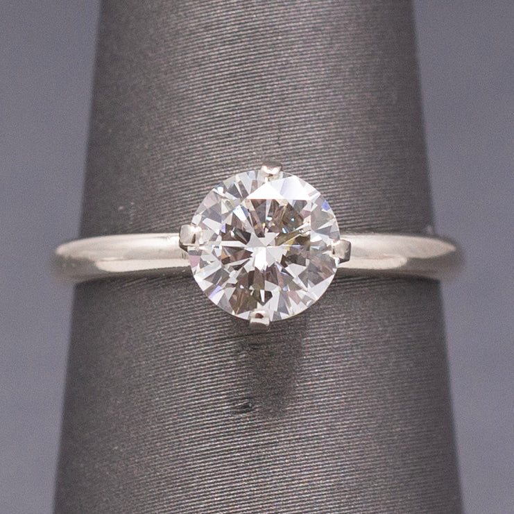 Sparkling Natural Diamond Solitaire Engagement Ring in 14k White Gold