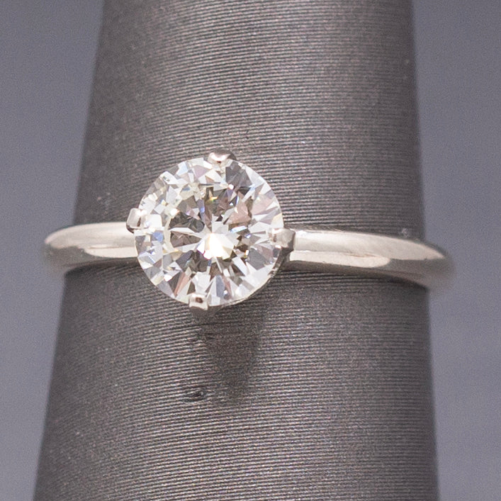 Sparkling Natural Diamond Solitaire Engagement Ring in 14k White Gold