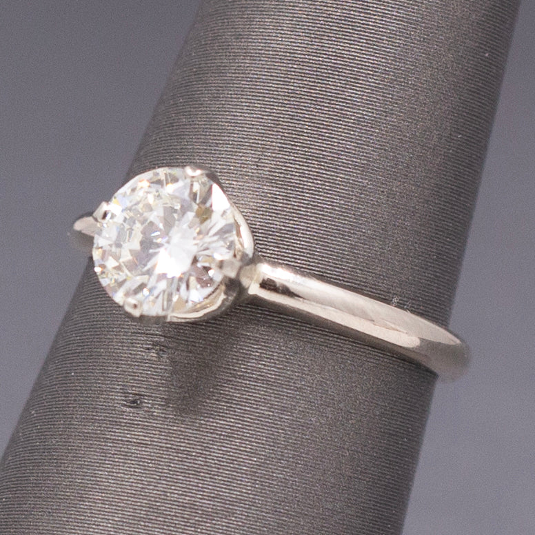 Sparkling Natural Diamond Solitaire Engagement Ring in 14k White Gold