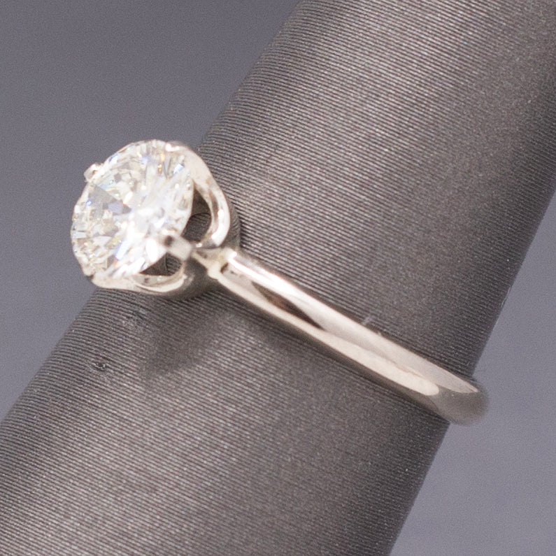 Sparkling Natural Diamond Solitaire Engagement Ring in 14k White Gold
