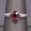 Classic Vintage Natural Deep Red Ruby Solitaire Ring in 14k White Gold