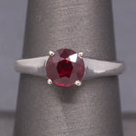 Classic Vintage Natural Deep Red Ruby Solitaire Ring in 14k White Gold