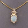 Vintage Petite Opal and Diamond Pendant Necklace in 14k Yellow Gold