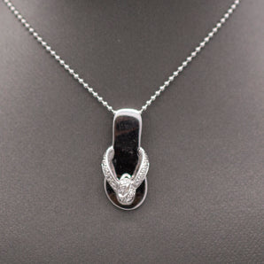 Classic Hawaiian Flip Flop Sandal Pendant Charm Necklace in 14k White Gold
