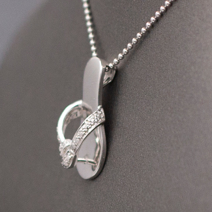 Classic Hawaiian Flip Flop Sandal Pendant Charm Necklace in 14k White Gold