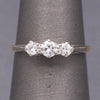 Antique Edwardian Old European Cut Diamond Three Stone Ring in Platinum and 18k Yellow Gold