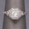 Classic Art Deco Diamond Solitaire Ring with Floral Engraving in 18k White Gold