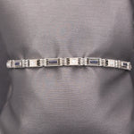 Sleek Late Art Deco Blue Sapphire and Diamond Chain Link Bracelet in 14k White Gold