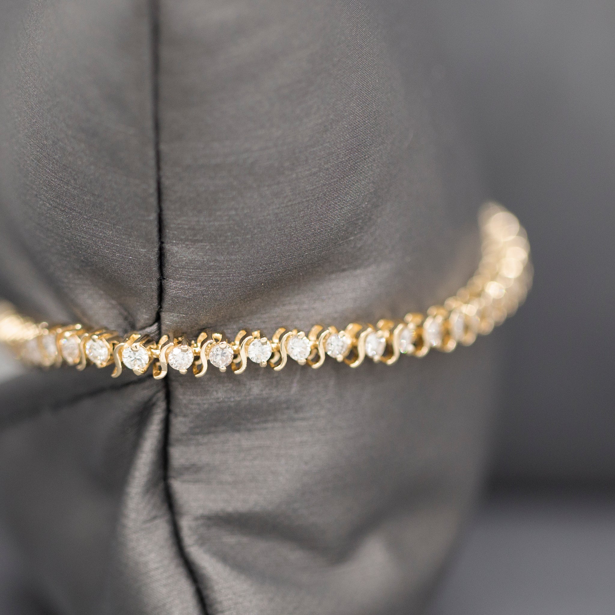 Sparkling S Link Diamond Tennis Bracelet in 14k Yellow Gold 3.50cttw