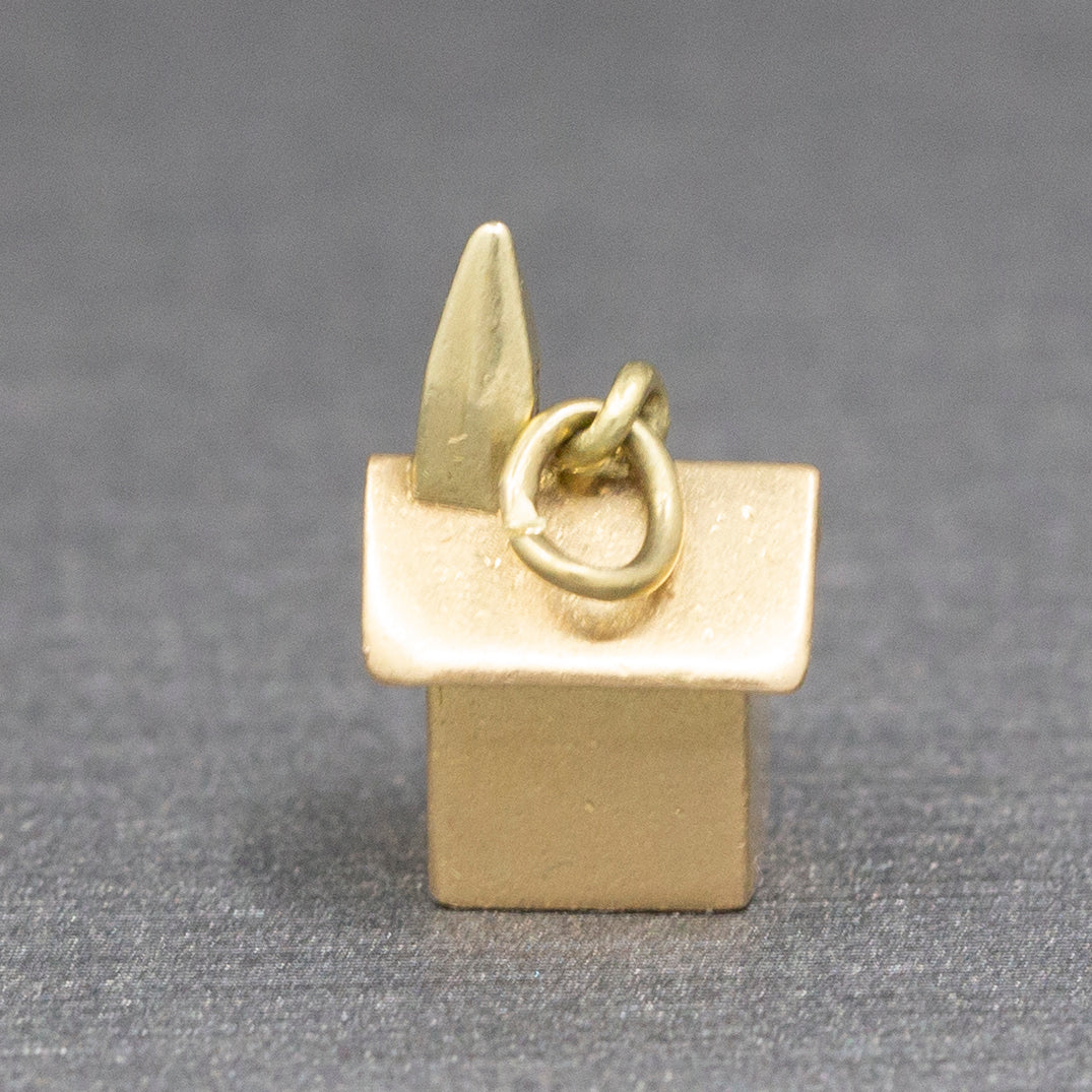 Vintage Miniature Church with Steeple Charm Pendant in 14k Yellow Gold