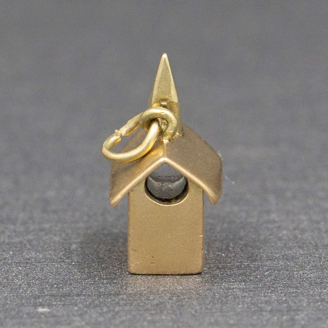 Vintage Miniature Church with Steeple Charm Pendant in 14k Yellow Gold