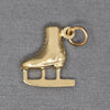 Shiny Vintage Ice Skate Pendant Charm in 14k Yellow Gold
