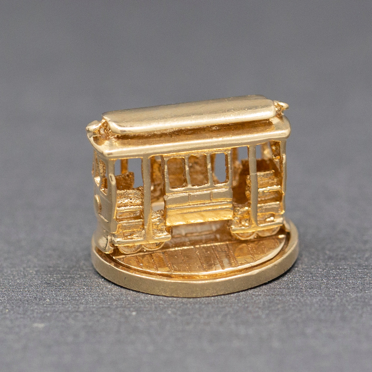 Rare San Francisco Cable Car Turnaround Spinner Charm in 14k Yellow Gold