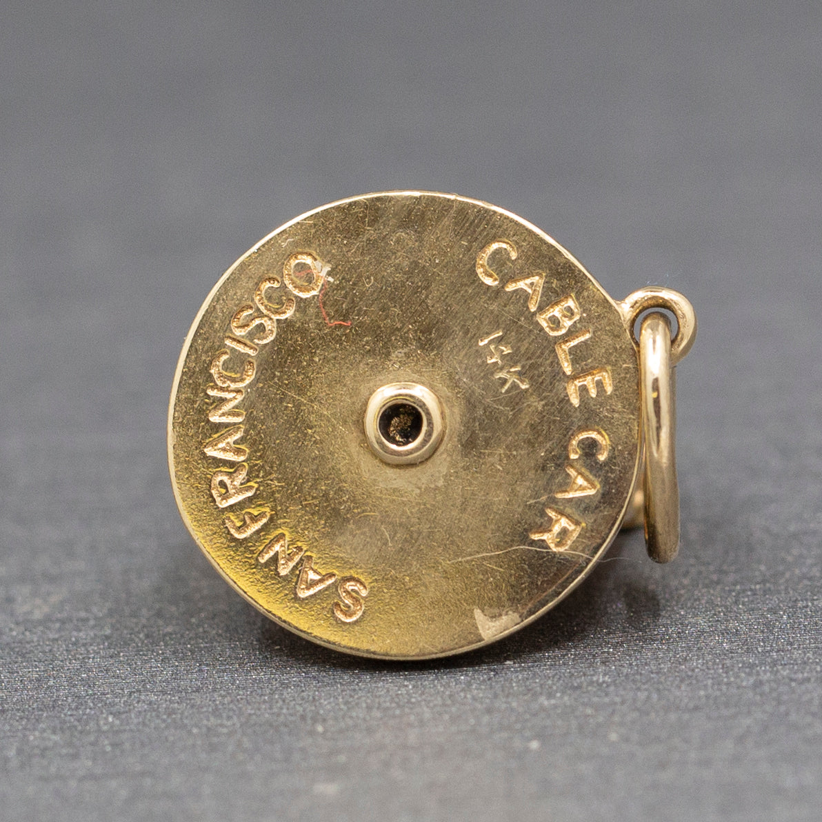 Rare San Francisco Cable Car Turnaround Spinner Charm in 14k Yellow Gold