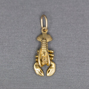 Vintage Articulated Lobster Charm in Solid 14k Yellow Gold