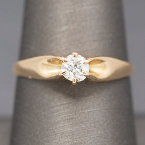 Petite Old European Cut Diamond Solitaire Engagement Ring in 14k Yellow Gold