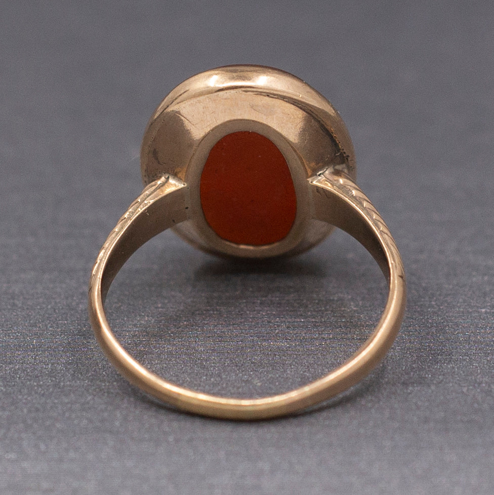 Elegant Antique Victorian Hardstone Cesar Cameo Ring in 14k Yellow Gold