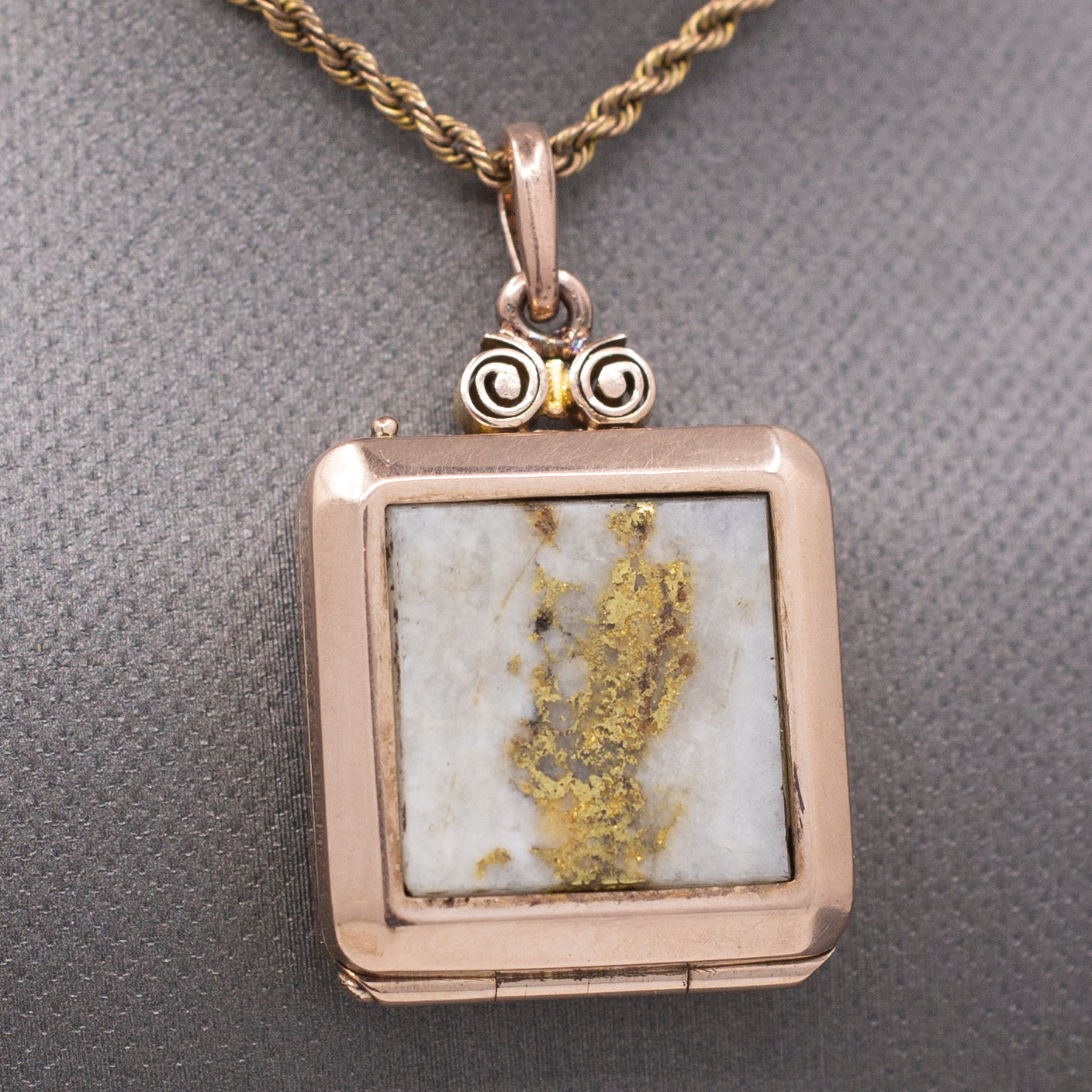 Antique Victorian Gold in Quartz Locket Pendant in 10k Rose Gold
