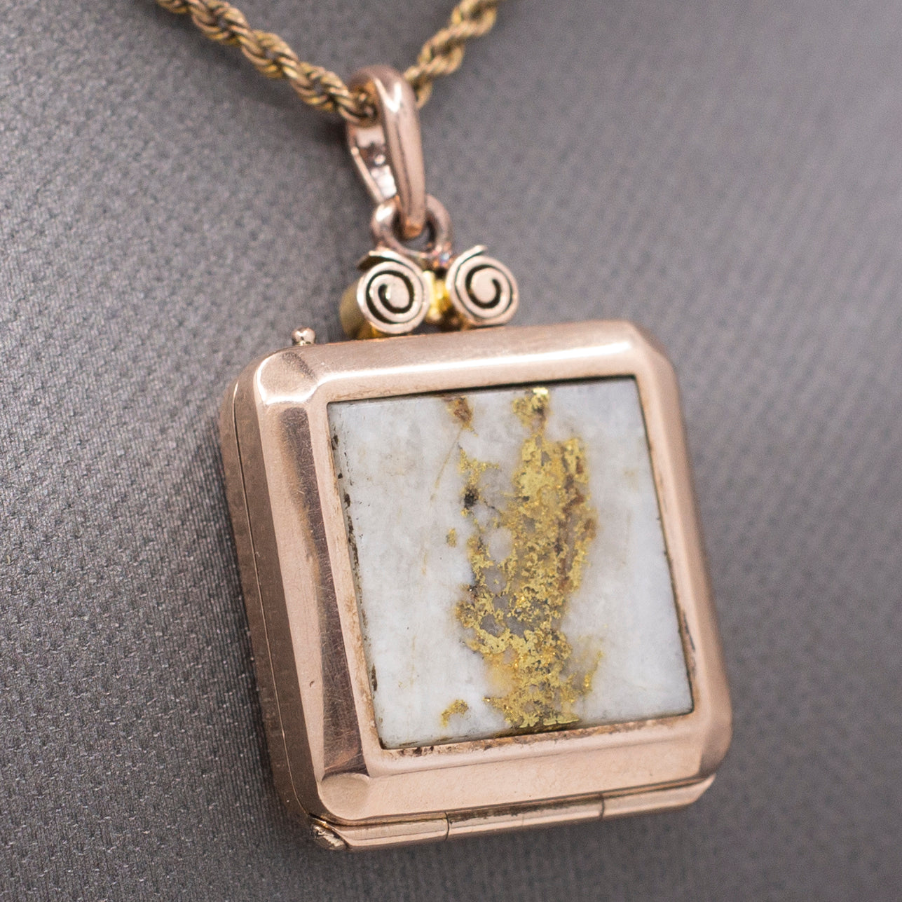 Antique Victorian Gold in Quartz Locket Pendant in 10k Rose Gold