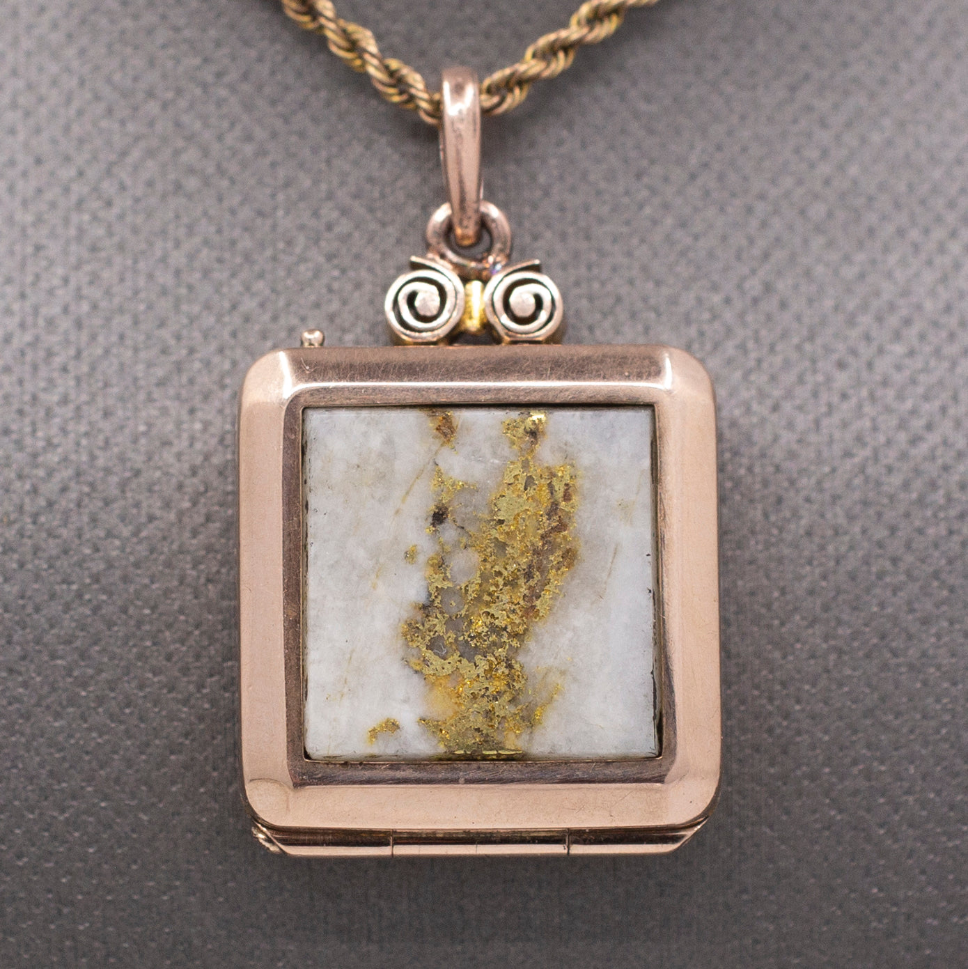 Antique Victorian Gold in Quartz Locket Pendant in 10k Rose Gold