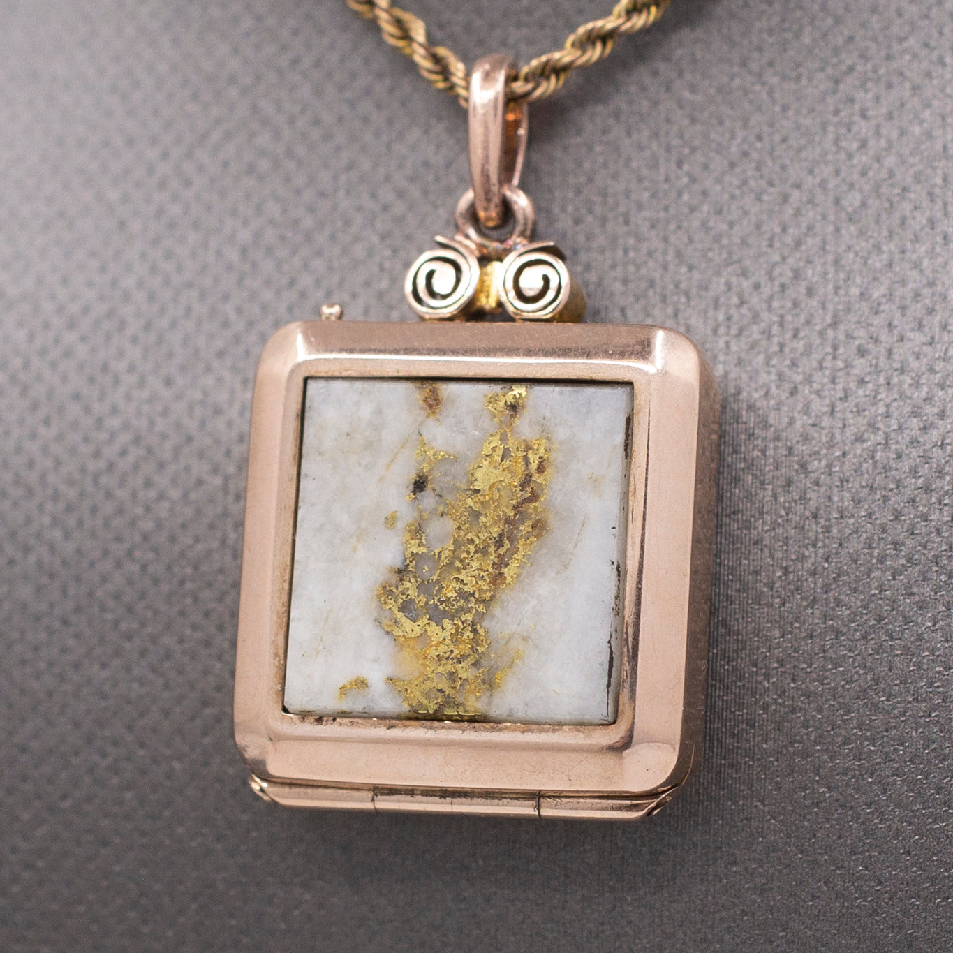 Antique Victorian Gold in Quartz Locket Pendant in 10k Rose Gold