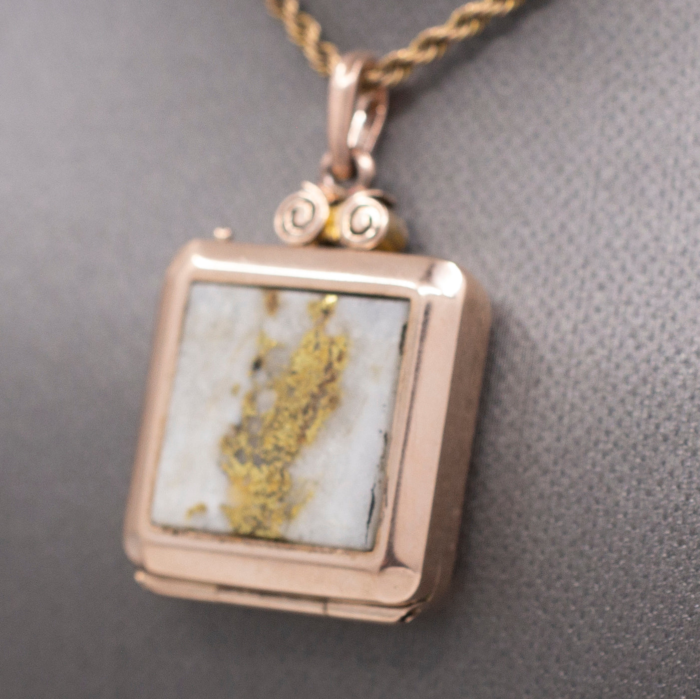 Antique Victorian Gold in Quartz Locket Pendant in 10k Rose Gold