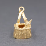 Vintage Fish Fishing Basket Charm in 14k Yellow Gold