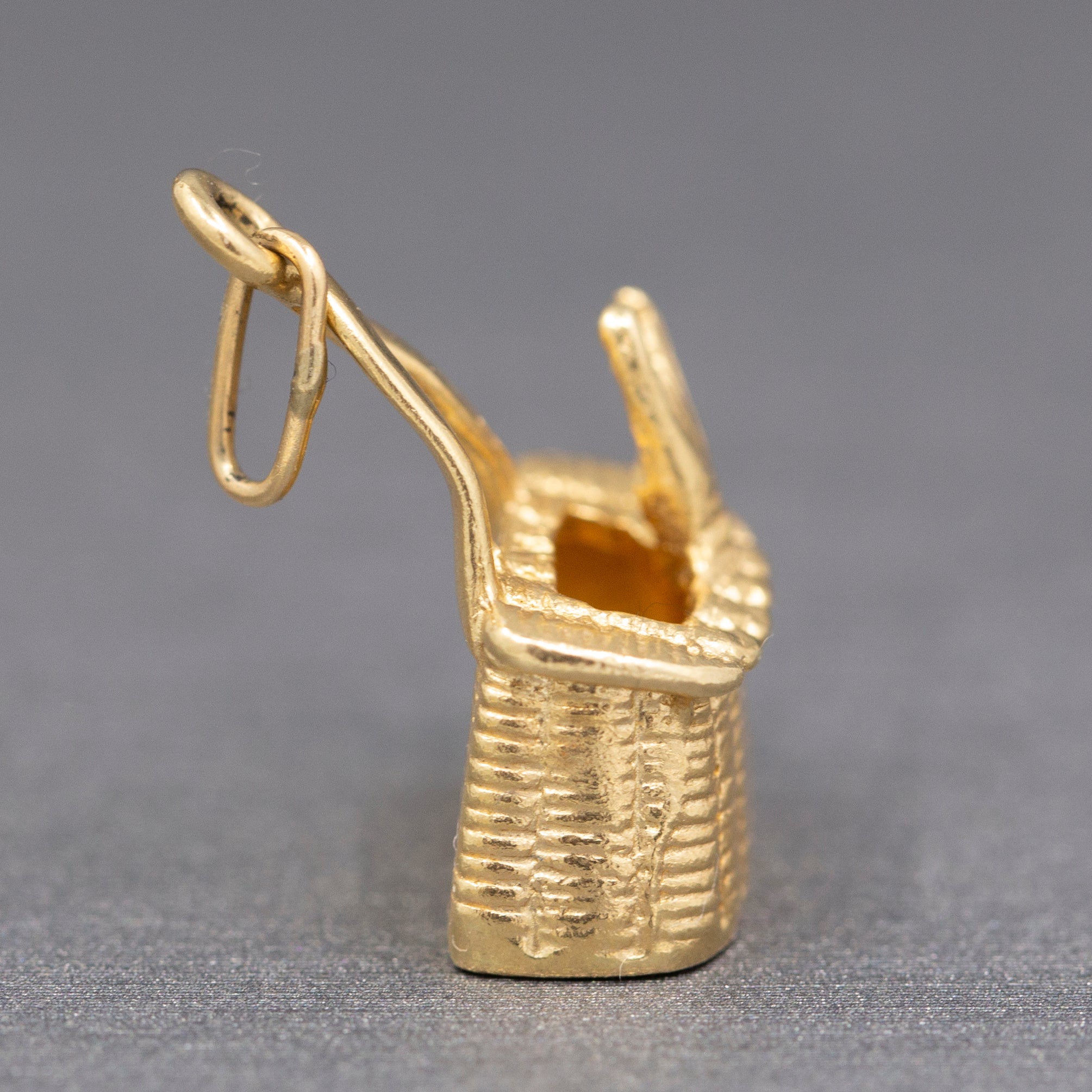 Vintage Fish Fishing Basket Charm in 14k Yellow Gold